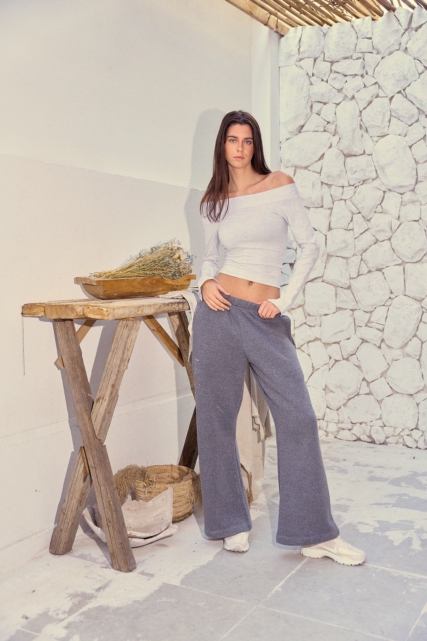 Light Gray Off-shoulder